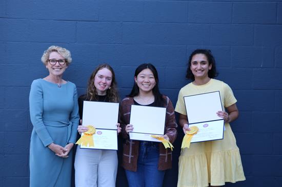 Houlahan presents commendations to 2022 Congressional Art Competition winners (L to R): third place – Leah Nicberte; second p